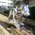 Outdoor metal animal sculpture stainless steel geometric lion statue